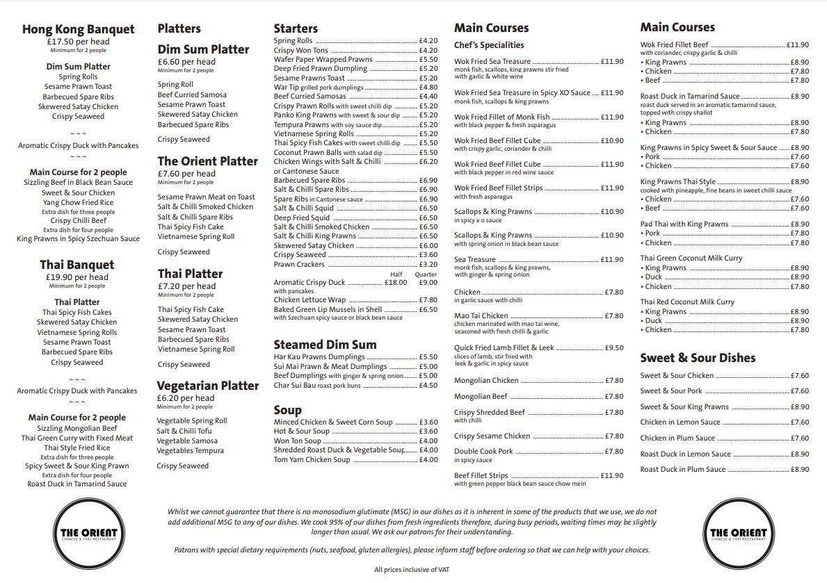 Takeout Menu Page 1